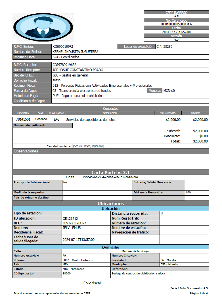 Ejemplo PDF de factura sector primario